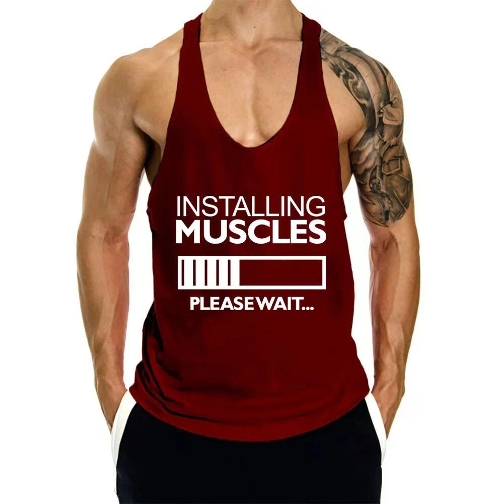 Men's Gym Stringer Tank Tops Bodybuilding Workout Muscle Vest Sleeveless Shirts