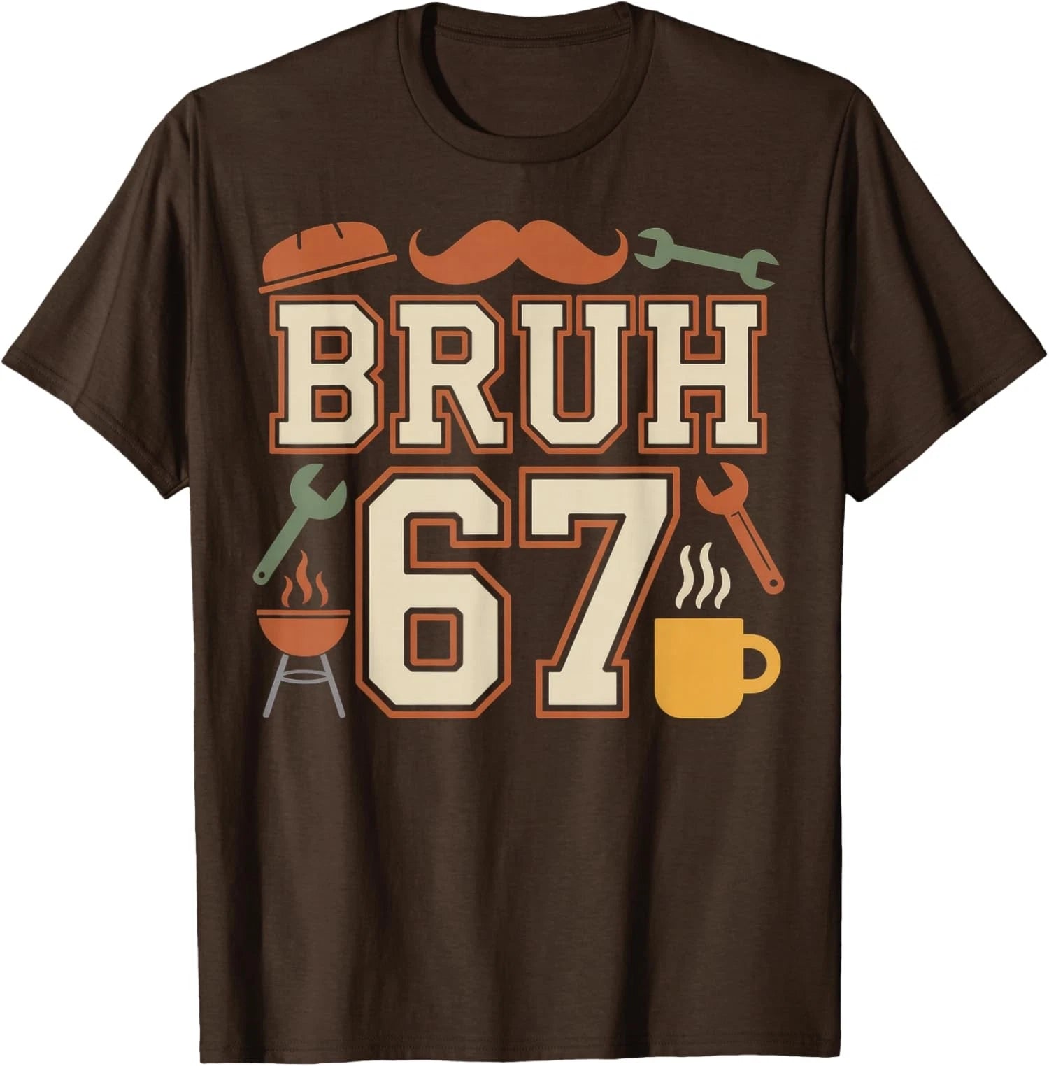 Funny Six Seven Fathers Day 67 Bruh Grilling Coffee Unisex T-Shirt