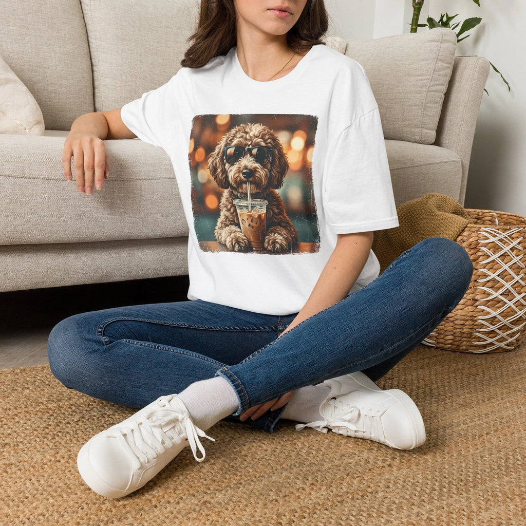 Funny Dog Iced Coffee T Shirt Dog Lover Graphic Tee Coffee Lover Gift Shirt