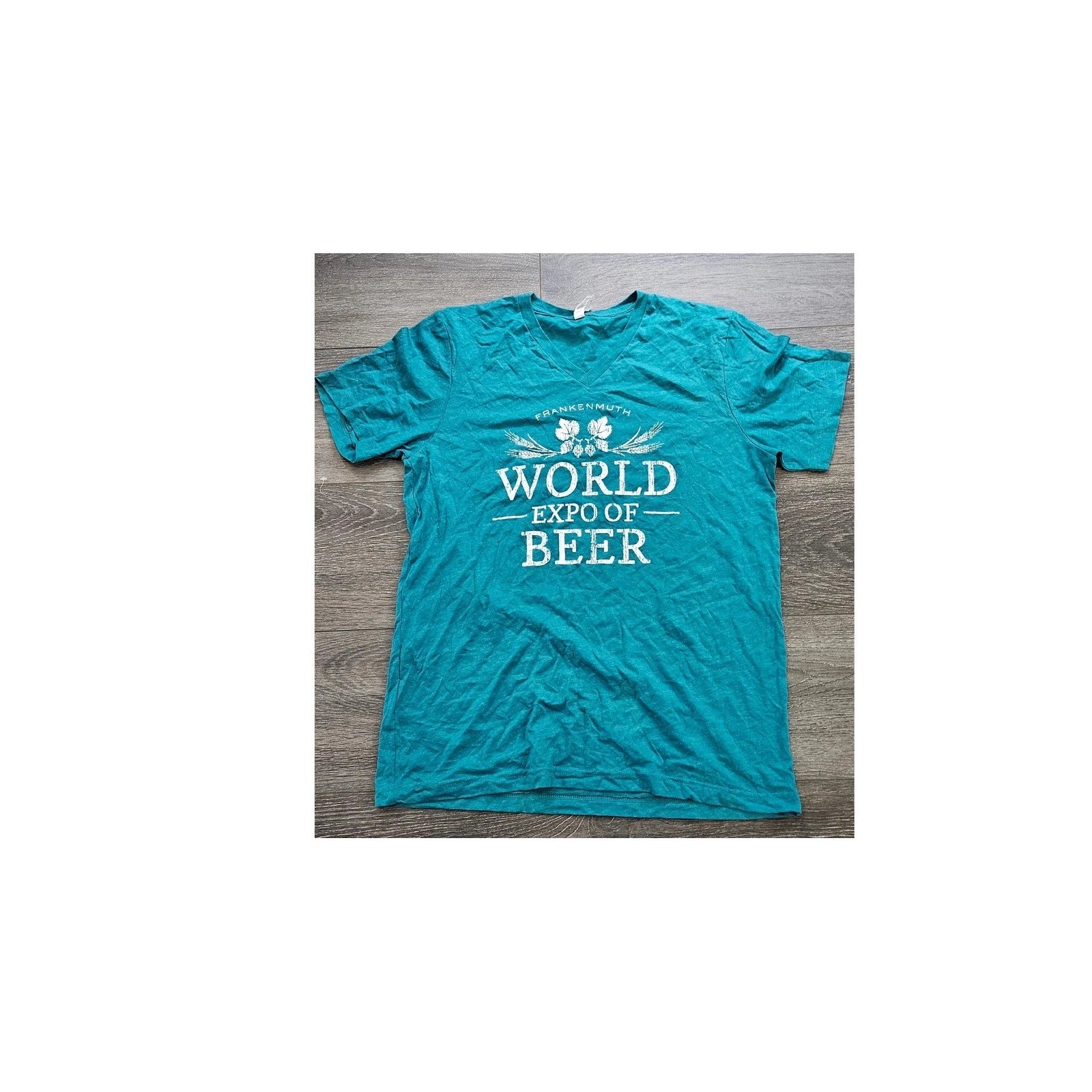 Frankenmuth World Expo of Beer Graphic T-Shirt Teal Blue Large