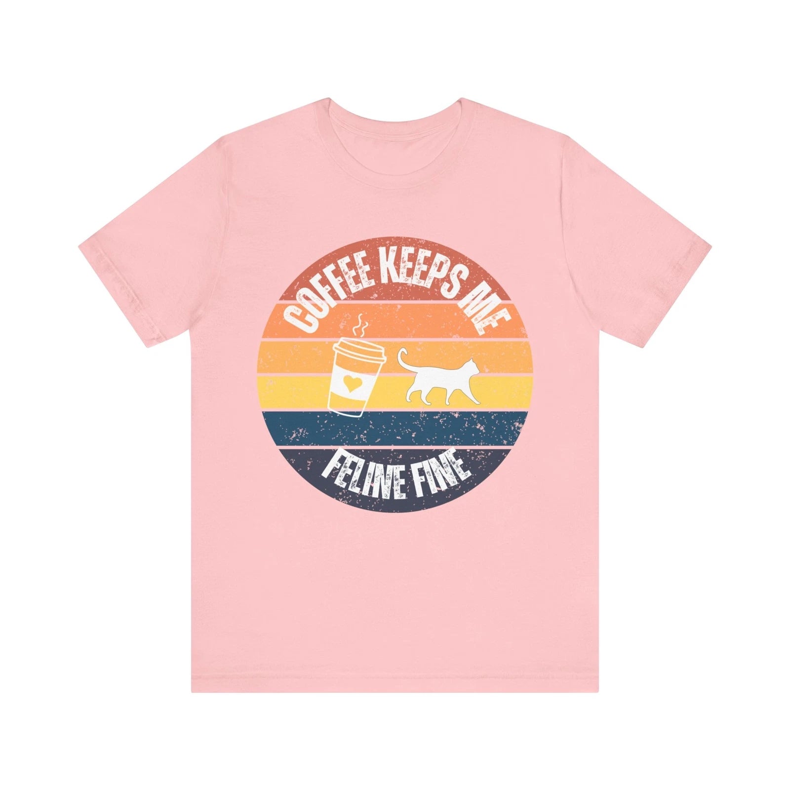 Coffee Keeps Me Feline Fine - Vintage Cat Lover T-Shirt