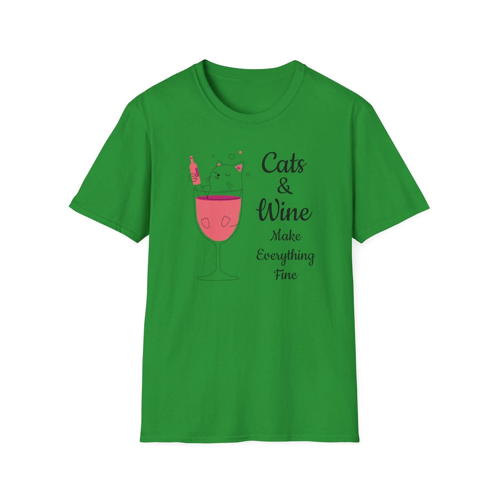 Cats & Wine Make Everything Fine - Unisex Novelty T-Shirt