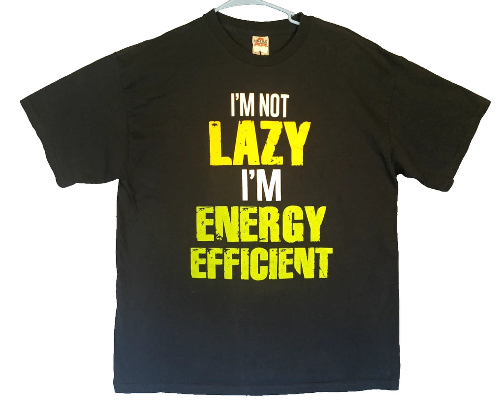 Alstyle Apparel Mens Blue Short Sleeve t-Shirt I'm Not Lazy Energy Efficient XL