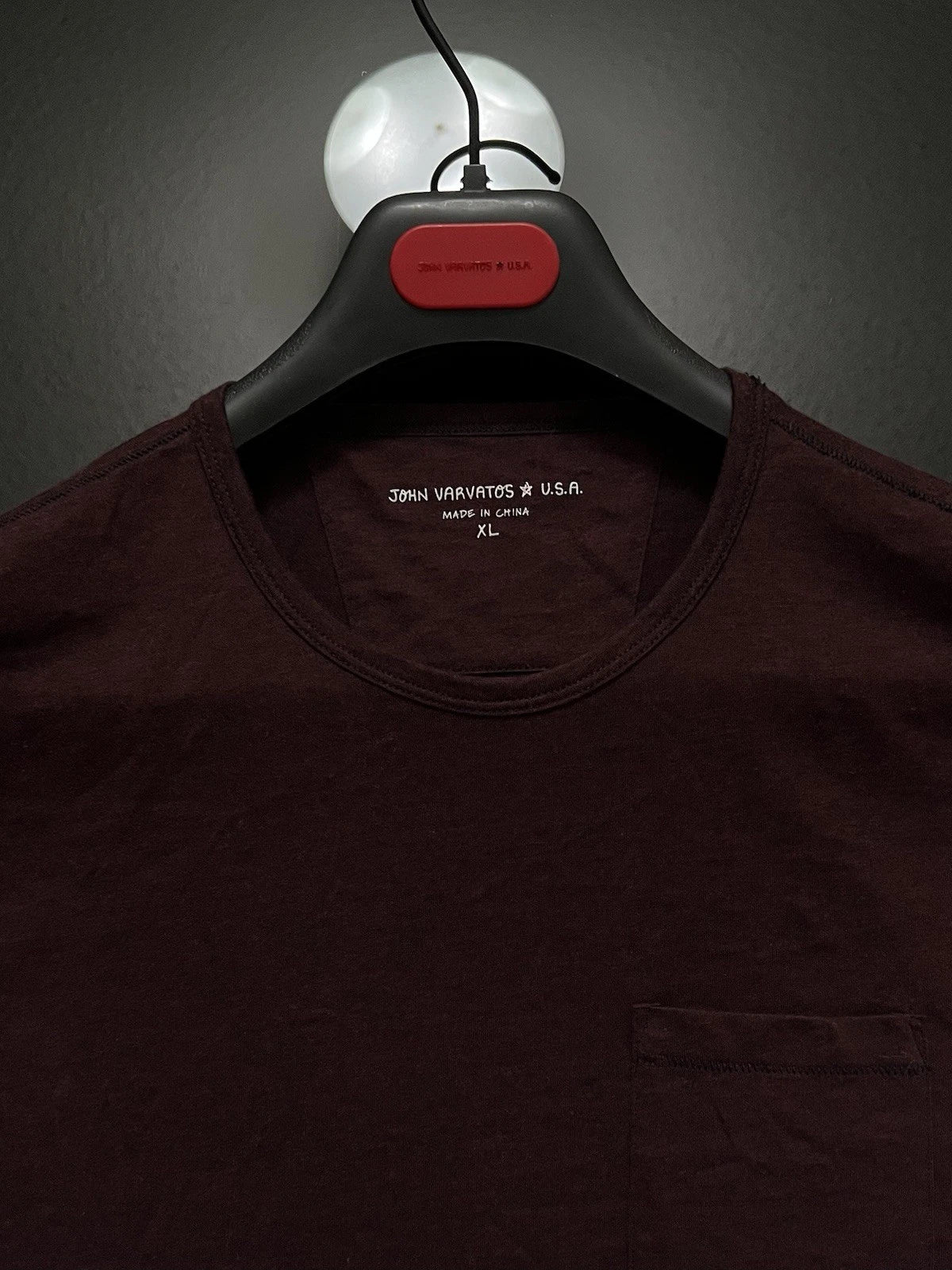 John Varvatos Star USA Mens Shirt -  Vintage Burnout Crew 2012 - Cabernet