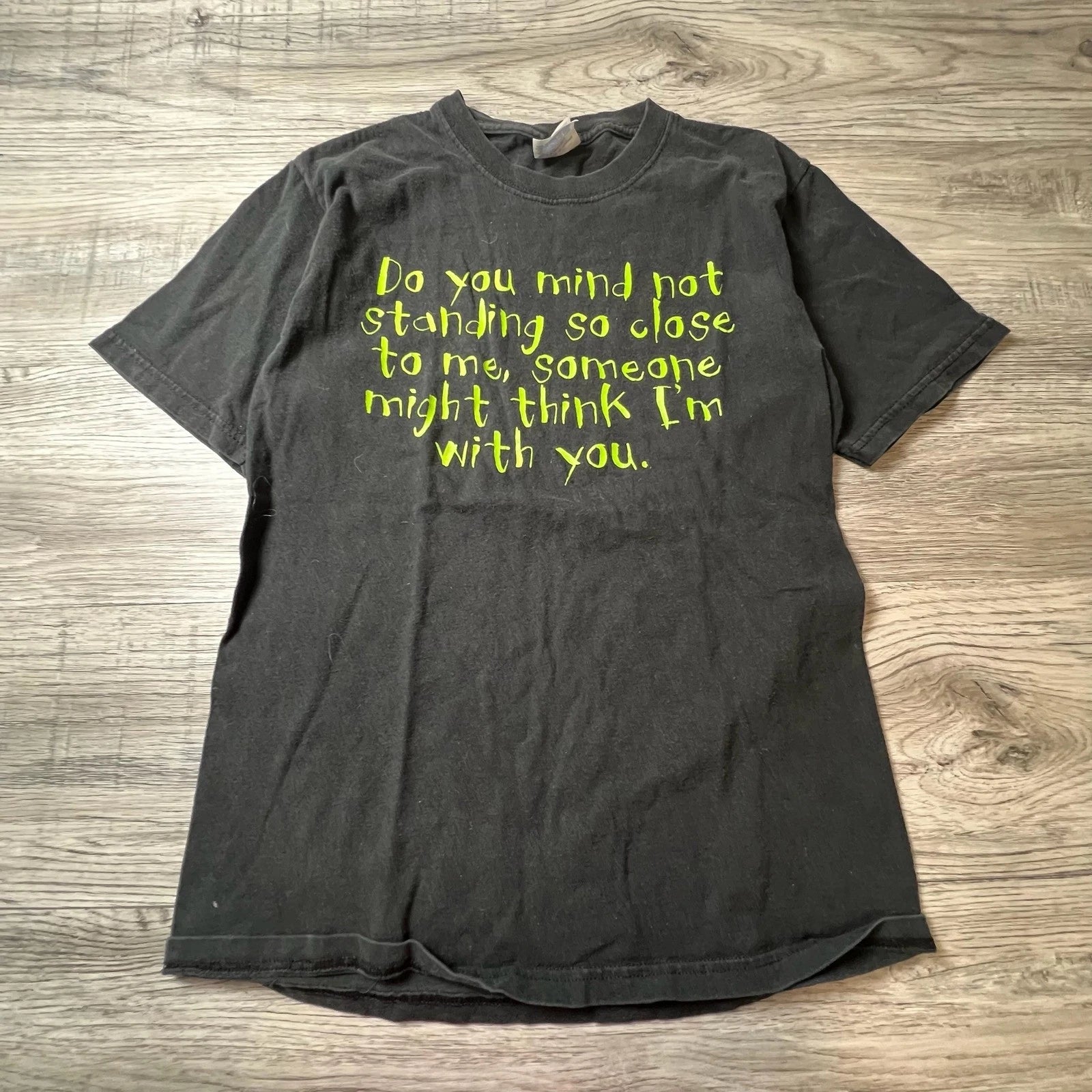 Hanes Graphic Tee Mens Small Black Sarcastic Quote Neon Green Funny T-Shirt S