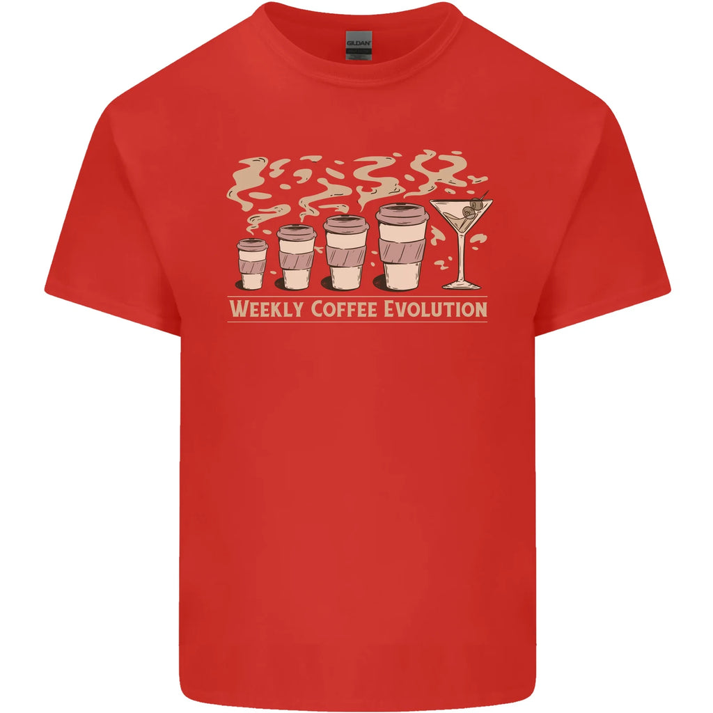 Funny Weekly Coffee to Alcohol Evolution Wine Mens Cotton T-Shirt Tee Top