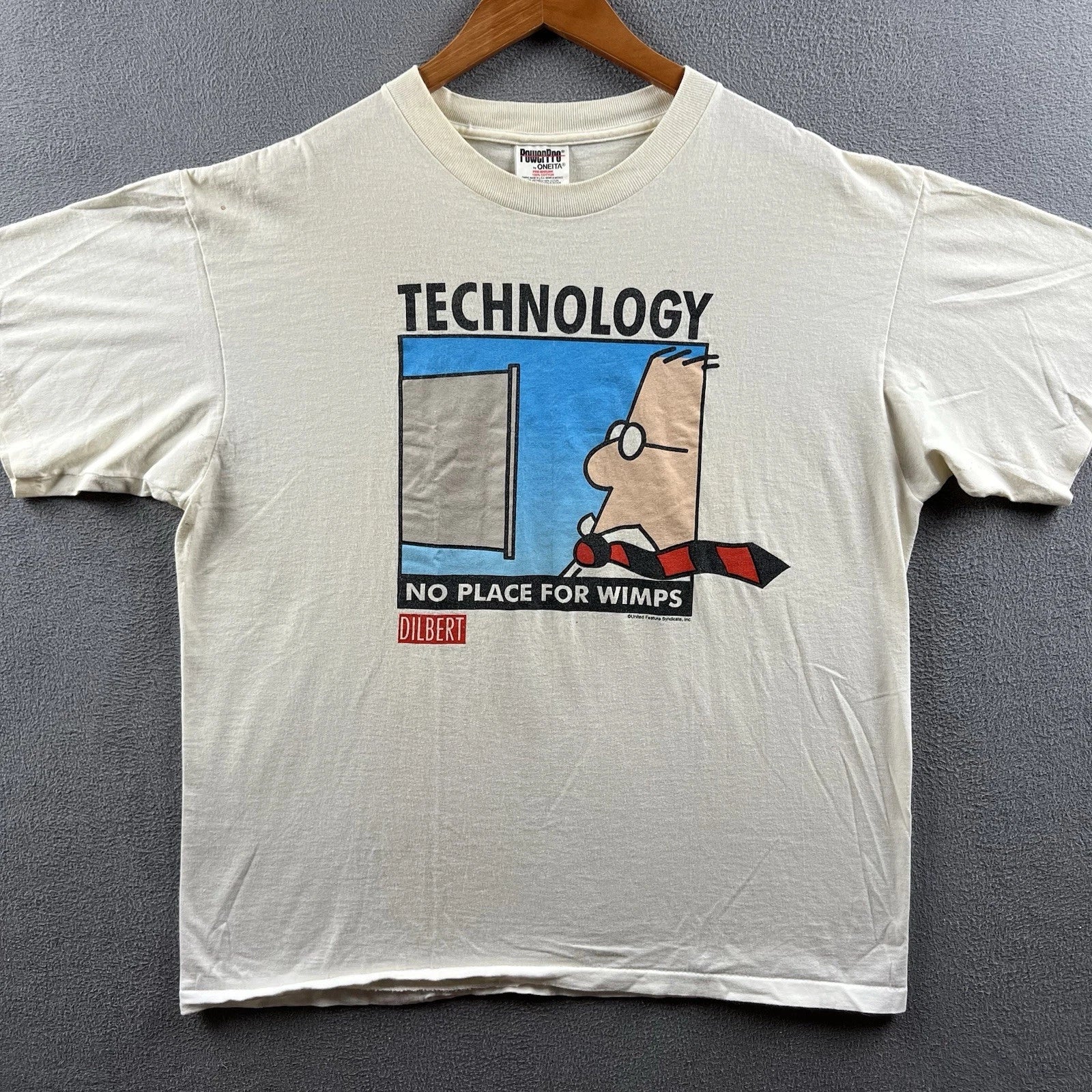 Vintage Dilbert Shirt Mens XL Technology Wimps 90s Single Stitch Cartoon Comic