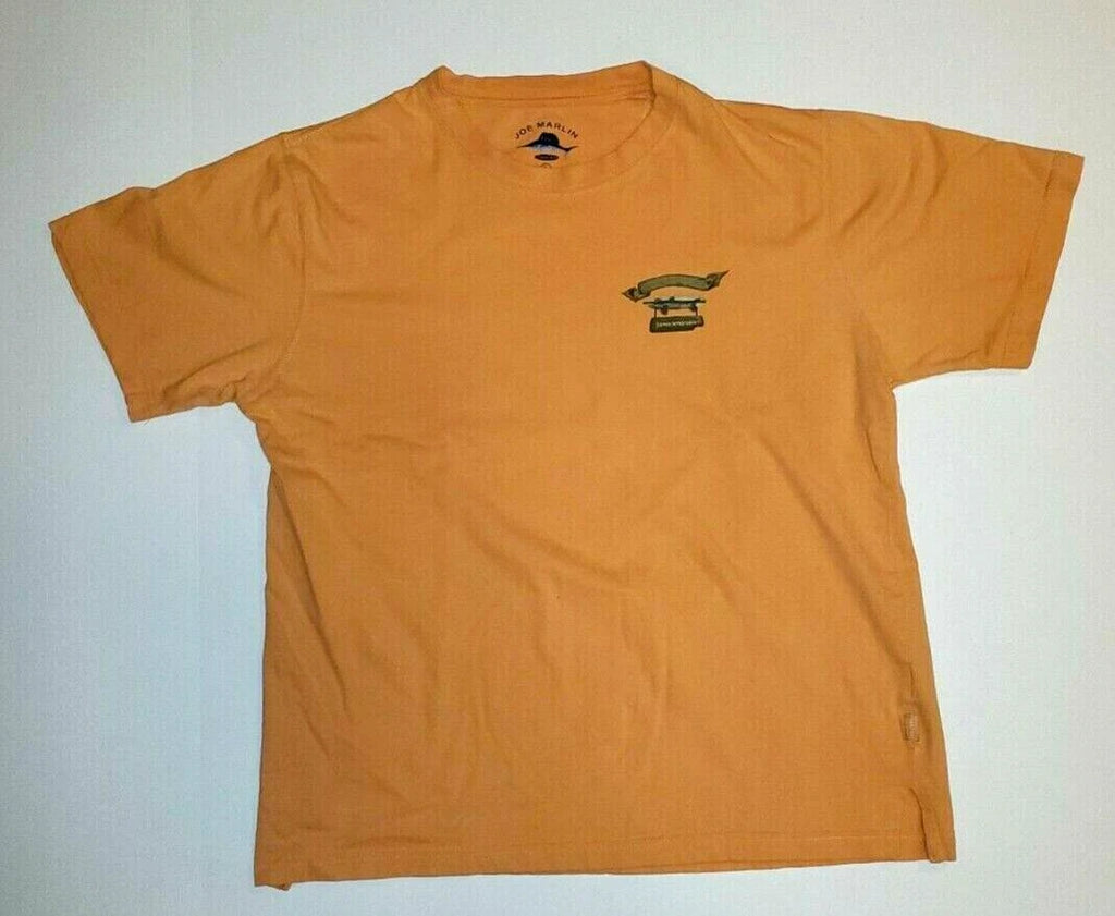 JOE MARLIN MEN'S ORANGE GRAPHIC  T SHIRT LARGE SHARKTOOTH LAGER REEL FINE ALE