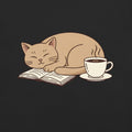 Cozy Cat Reading Shirt, Book Lover Coffee Tee, Introvert Relaxing Apparel