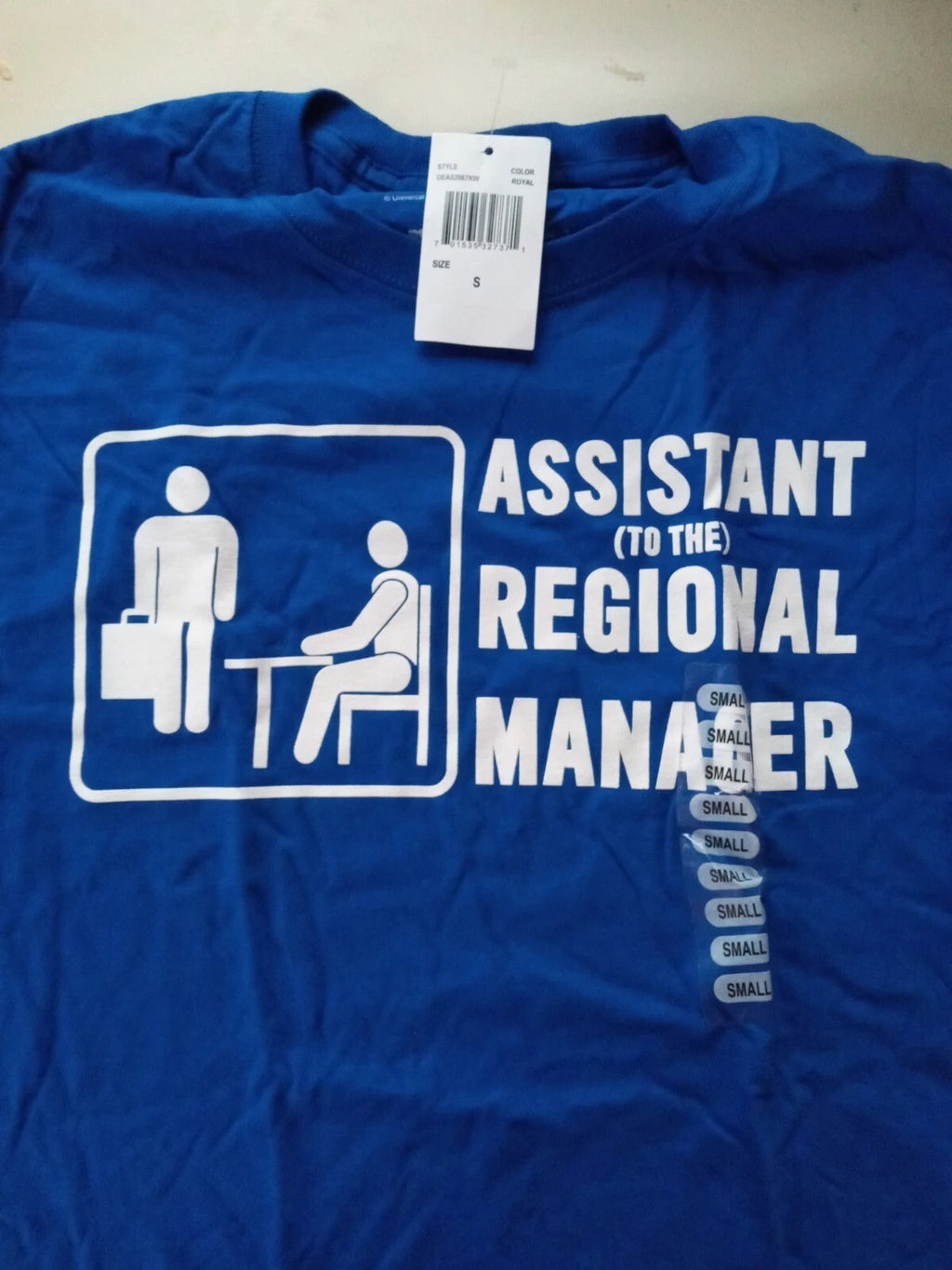 The Office Tee Shirt Assistant (To The) Regional Manager Royal Blue Size Small