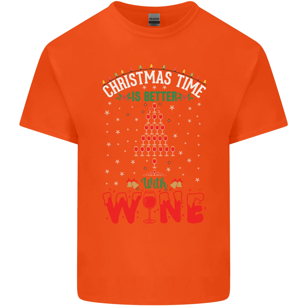 Christmas Better With Wine Funny Alcohol Mens Cotton T-Shirt Tee Top