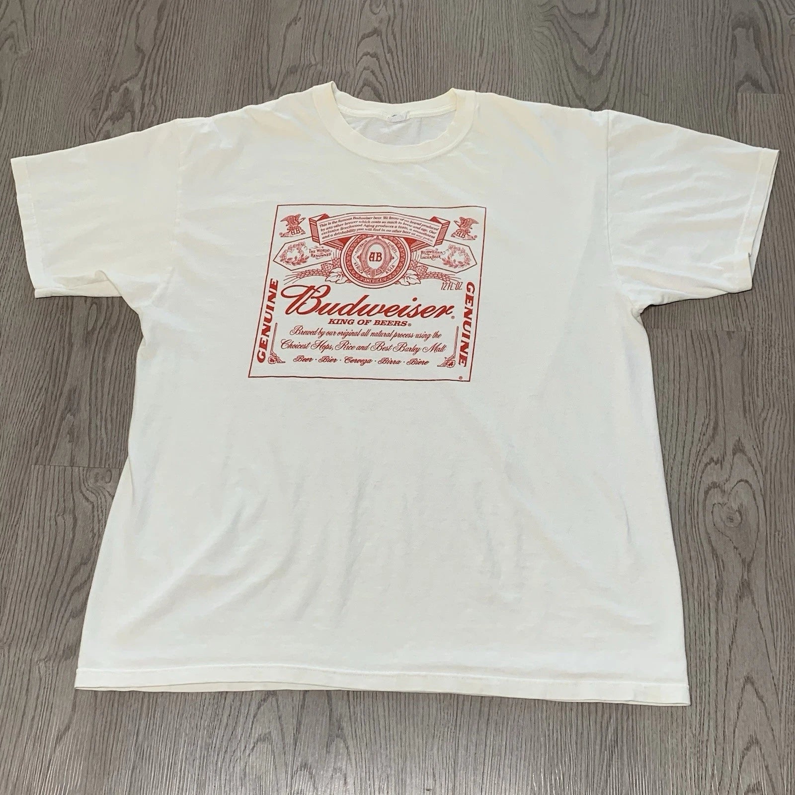 Budweiser King of Beers Promo White Tee XL Y2K