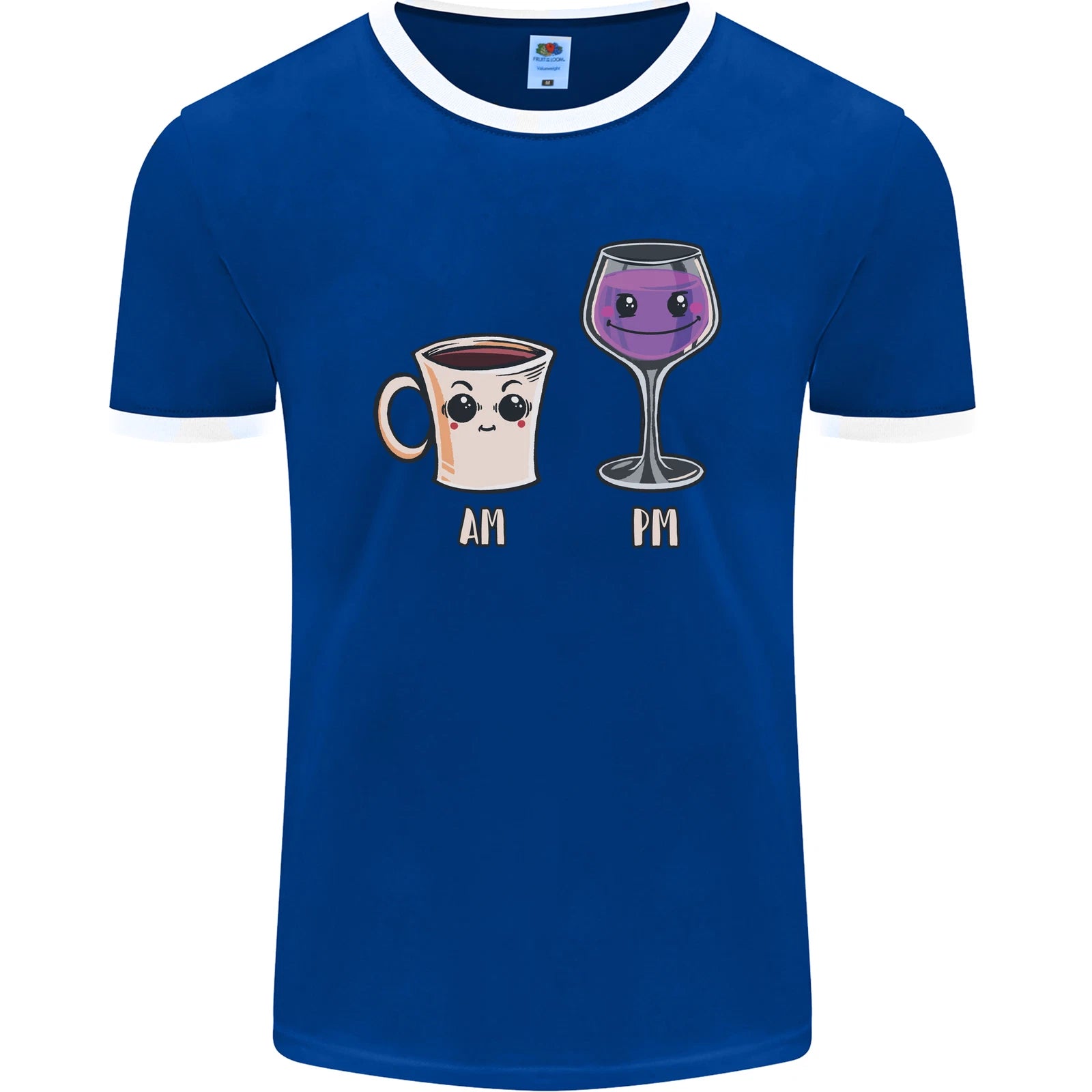 Coffee am Wine pm Funny Alcohol Prosecco Mens Ringer T-Shirt FotL