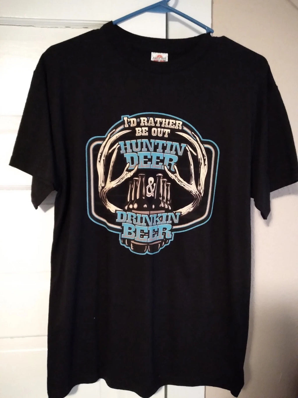 ALSTYLE MENS T Shirt  I'd Rather Be Drinking Beer DEER T shirt BLACK, New  SZ M