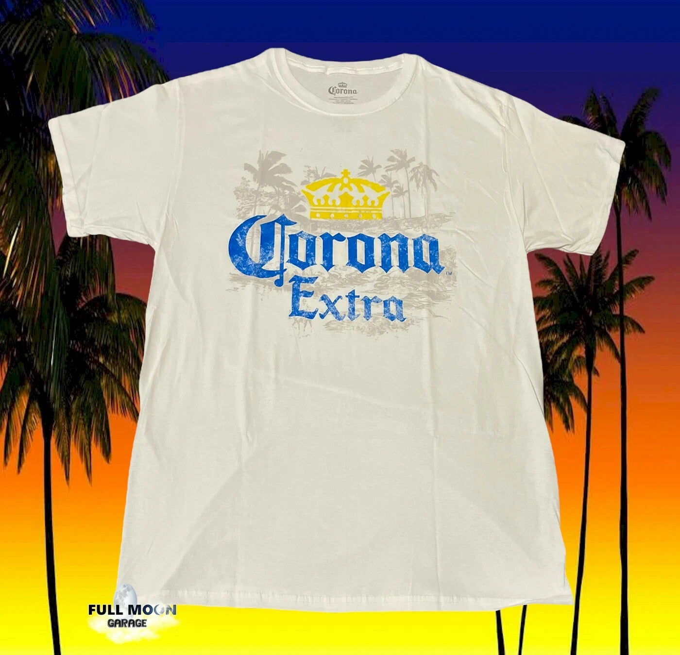 New Corona Extra Beer White Palm Tree Beach Classic Men's Vintage T-Shirt