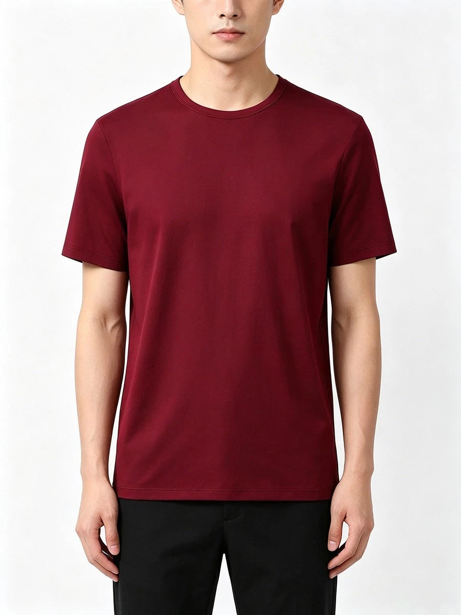 Men's Ice Silk Polyester Short Sleeve T-Shirt Regular Length Lightweight