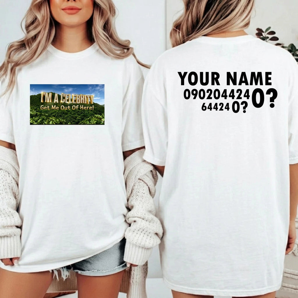 Personalised "I'm A Celebrity" T-Shirt - Custom Name & Voting Number Jungle Tee