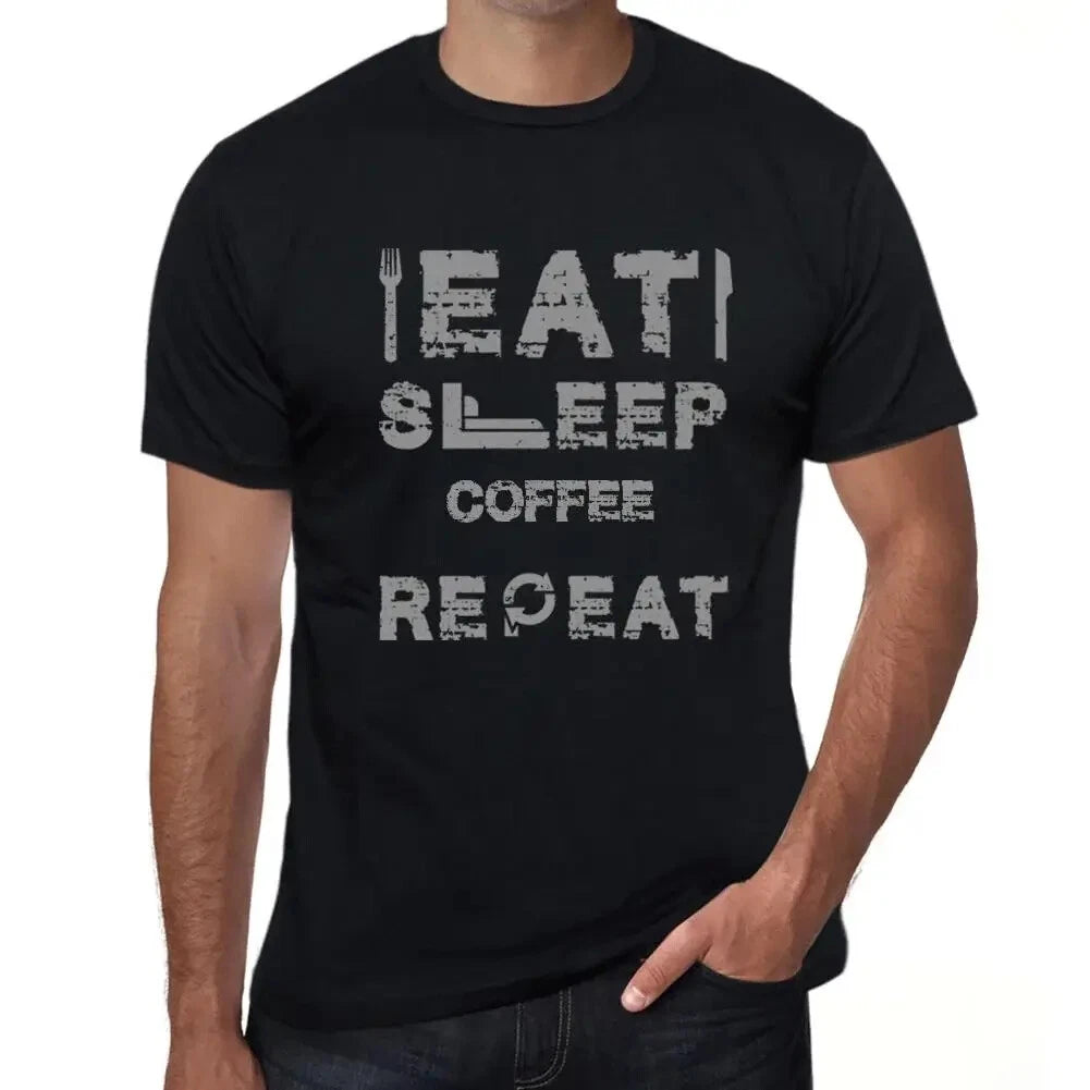 Men's Graphic T-Shirt Eat Sleep Coffee Repeat Eco-Friendly Limited Edition