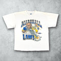 Vintage 90s Marshall Faulk St Louis Rams Marshall Law Caricature T-Shirt Size XL