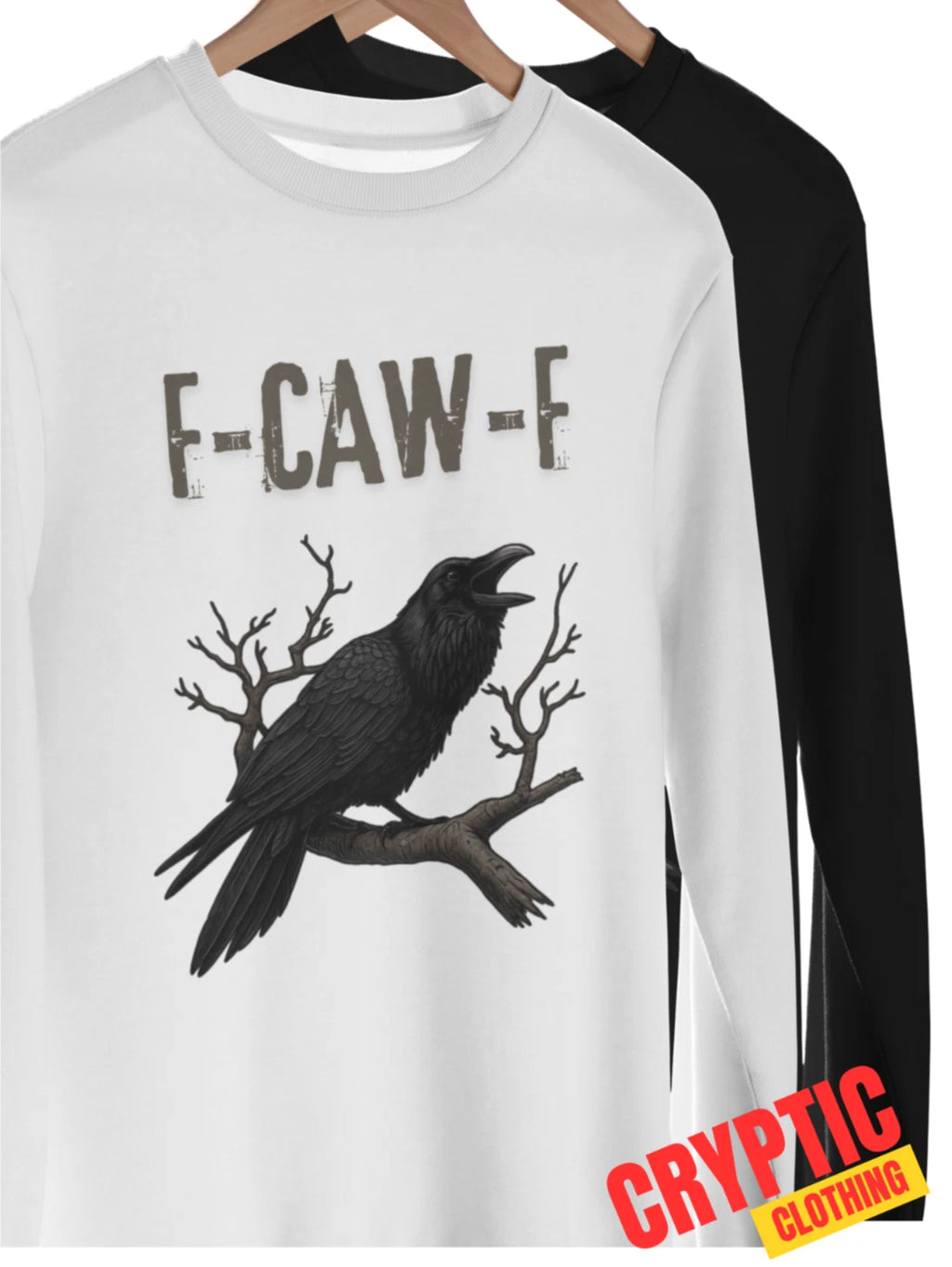 Black Crow F-CAW-F Rude F**K Off T SHIRT S-3XL Raven Black Bird MEME Adult TEE