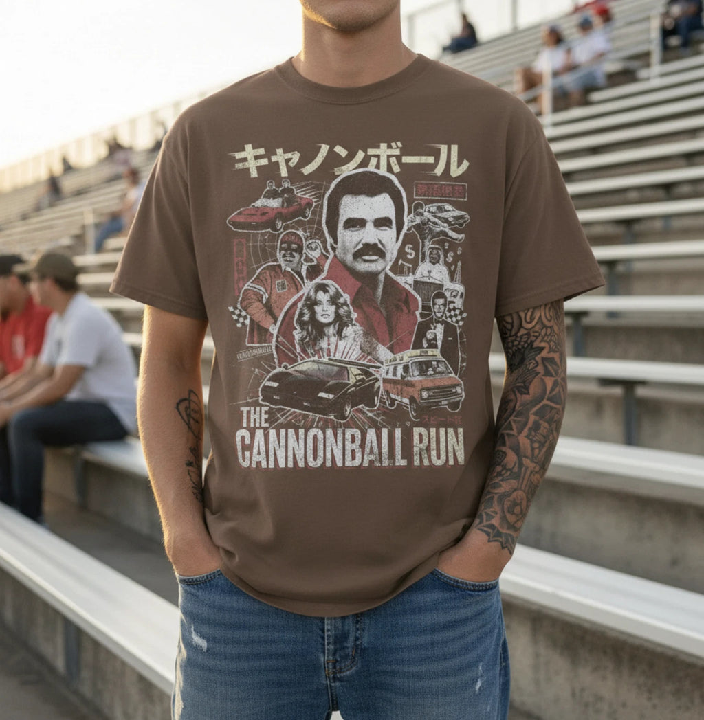Cannonball Run Shirt Burt Reynolds Japanese Movie Poster 80s Lamborghini
