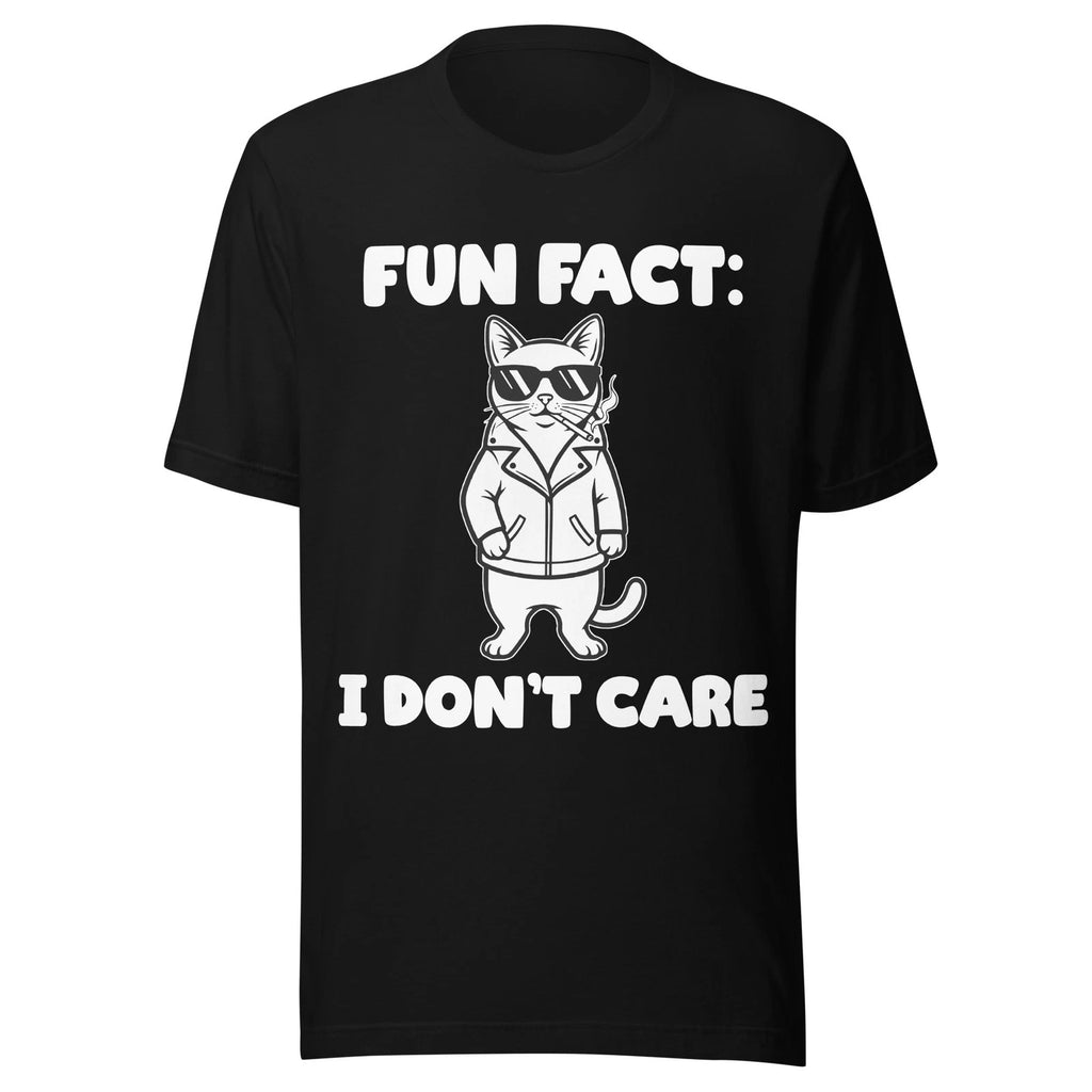 Fun Fact I Don't Care Shirt Funny Cat Sarcastic Meme Office Humor Joke Tee