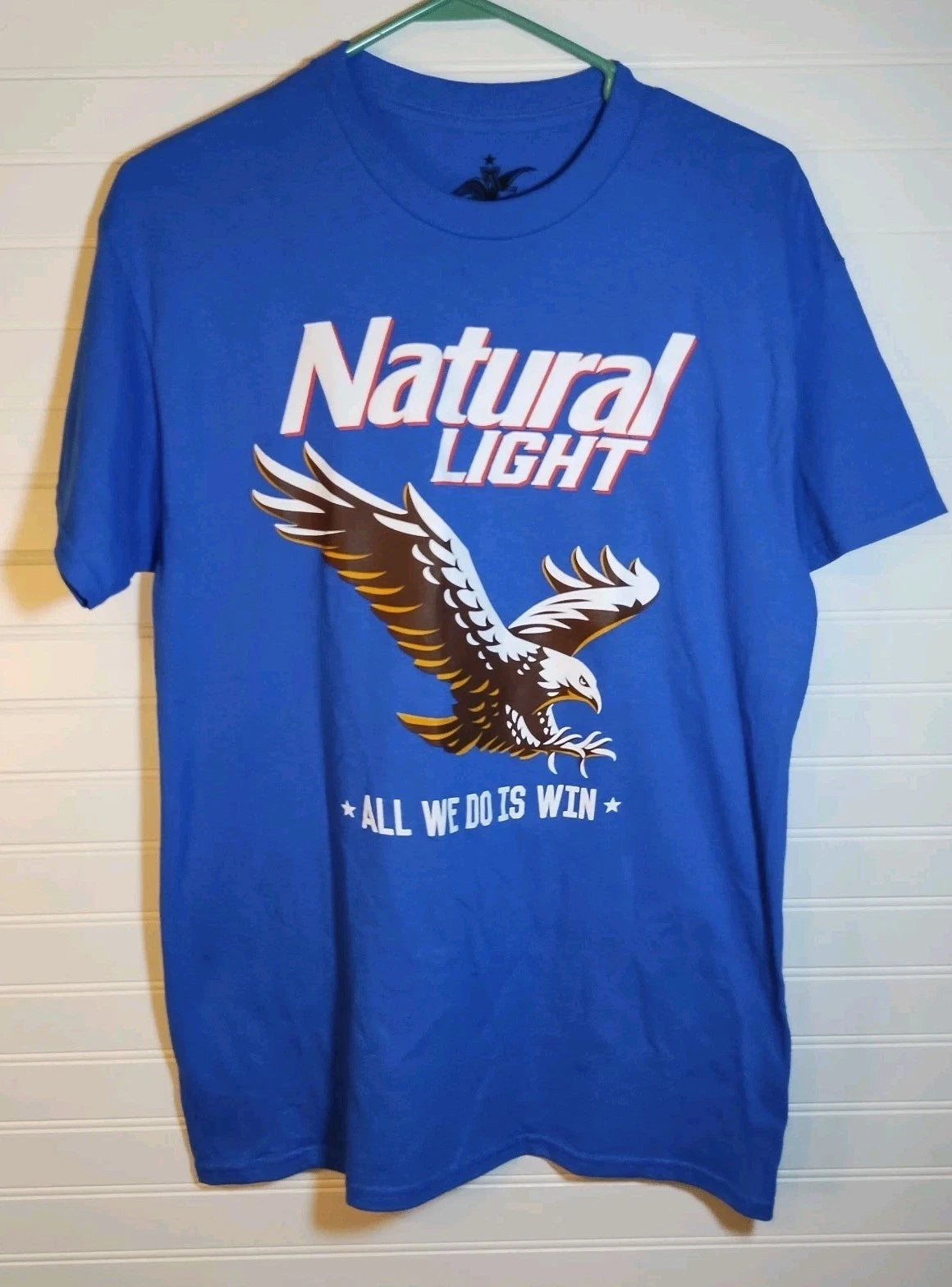 Natural Light Beer T-Shirt MD All We Do Is Win Anheuser Busch Eagle