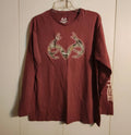 Realtree Mens Sz L Wine Crew Neck Graphic Long Sleeve Tee Hunting
