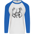 An Elephant Drinking Coffee Mens L/S Baseball T-Shirt