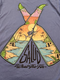 What The Fin Salud Crossed Beer Bottles Marlin Performance Fabric Blue T-Shirt L