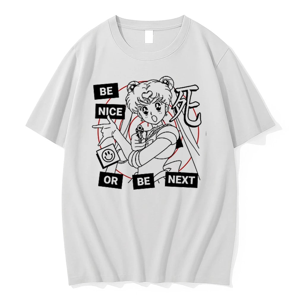 Sailor Moon Gun Be Nice Or Be Next Cartoon Funny 0 Tshirts Sweater