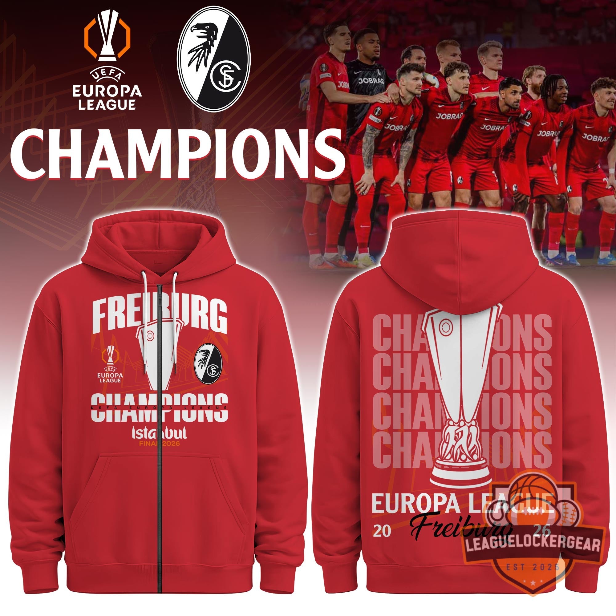 SC Freiburg UEFA Europa League Champions 2026 Zipper Hoodie