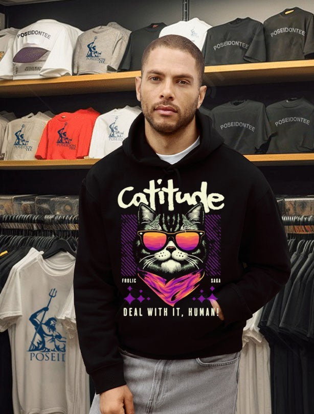 Shark Cattitude Deal With It, Human T-shirt
