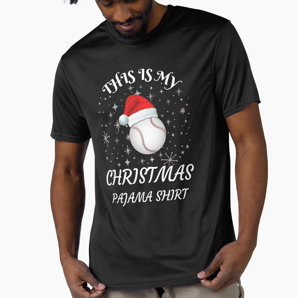 Santa Hat Baseball Christmas Pajama Shirt by GetGoodFit