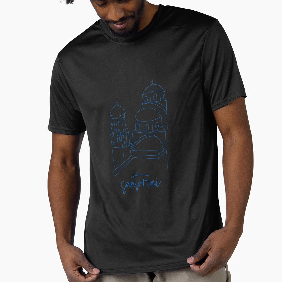minimalist santorini landmark in blue by neopop