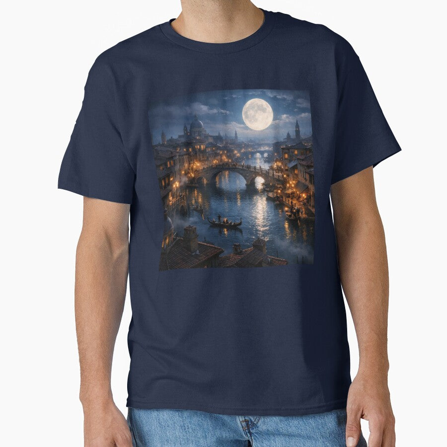 Moonlit Canal City – Magical Fantasy Night Cityscape Wall Art by Spiritveil