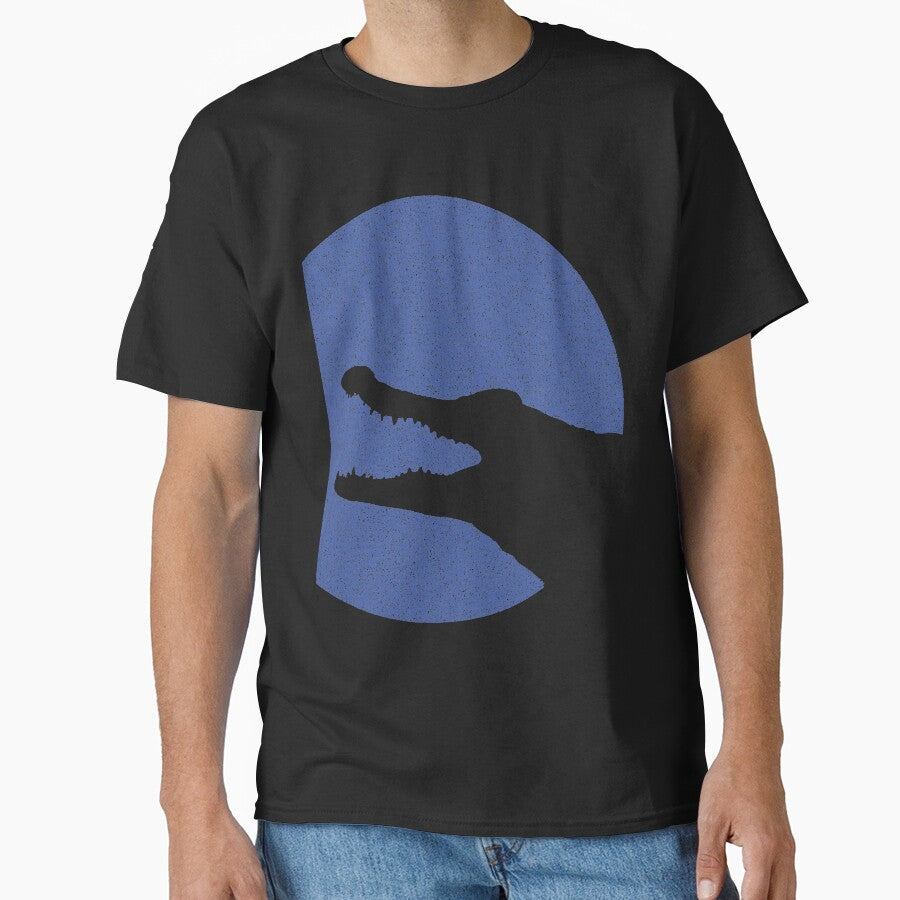 Minimalist Distressed Blue Alligator Moon by pelagio