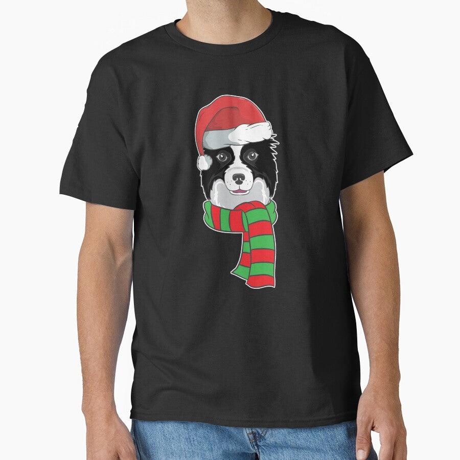 Funny Christmas Dog Xmas Santa Border Collie Holiday Gift by haselshirt