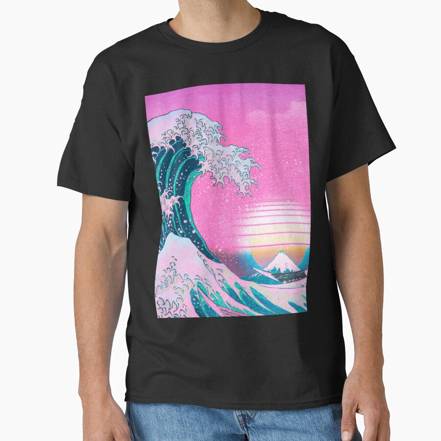 Vaporwave Aesthetic Great Wave Off Kanagawa Retro Sunset by CoitoCG