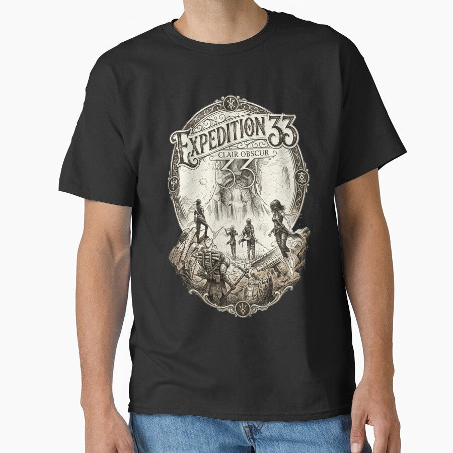 Expedition 33 Clair Obscur Vintage Cabinet 90s Style Turn-Based RPG T-Shirt by Senpaiwaves