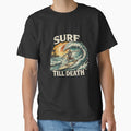Surf Till Death – Skeleton Surfing Vintage Sunset Wave Surfer Graphic by HubCreates