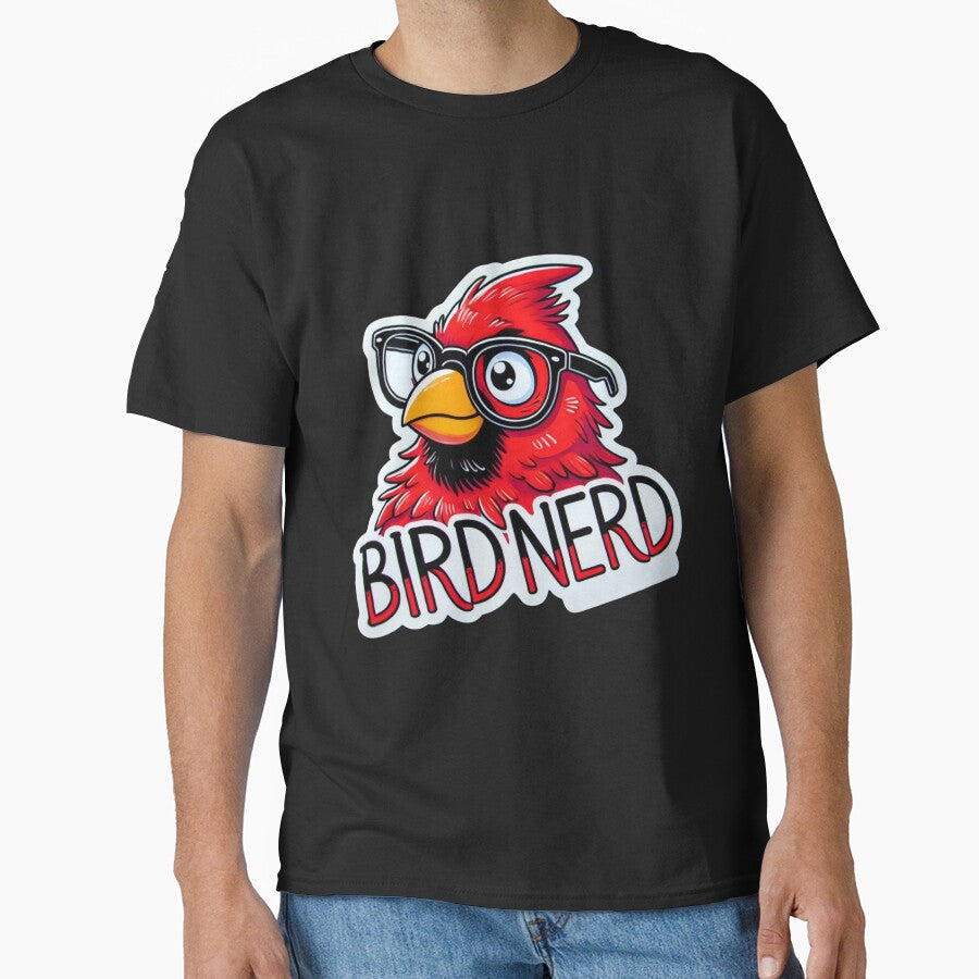 Bird Nerd Red Cardinal with glasses by BrinaandPops