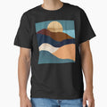 Boho Style Abstract Mountain Landscape Art With Sunset by DEC02