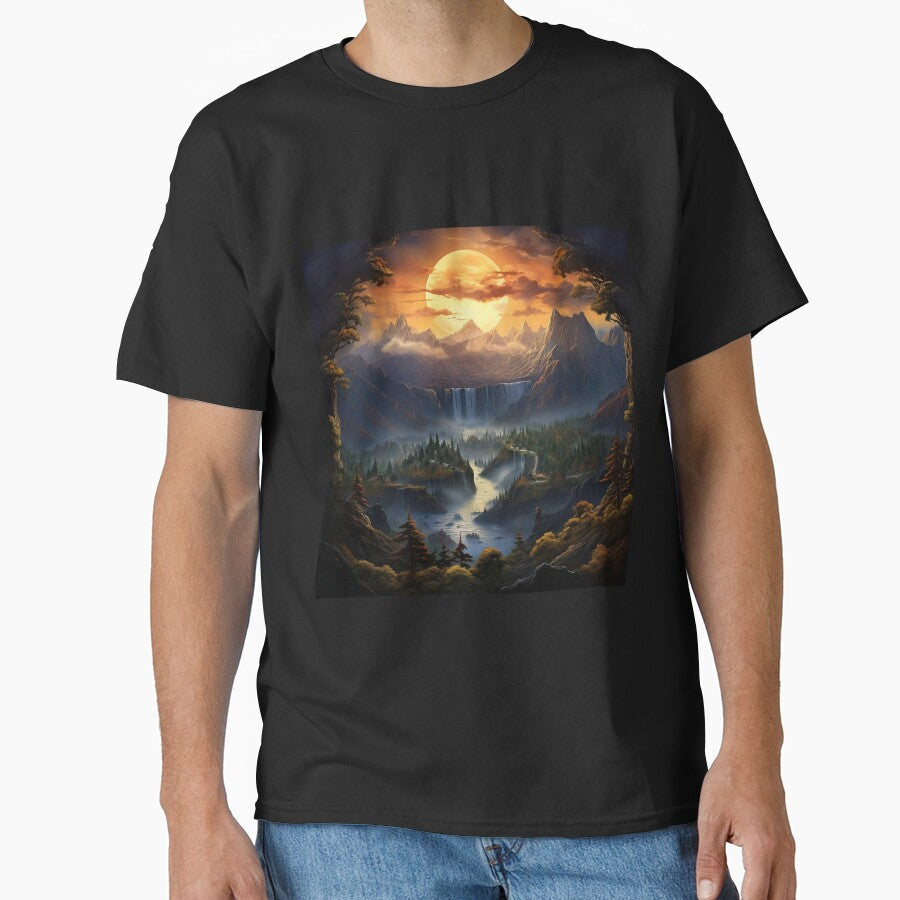Fantasy Landscape - Waterfall at Sunset by Fantasy Masterpiece