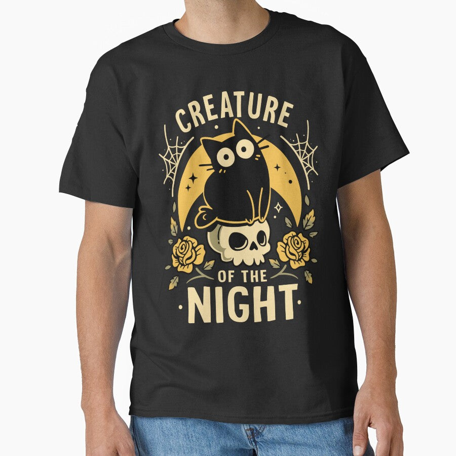 Gothic Night Cat - Skull and Roses by Snouleaf