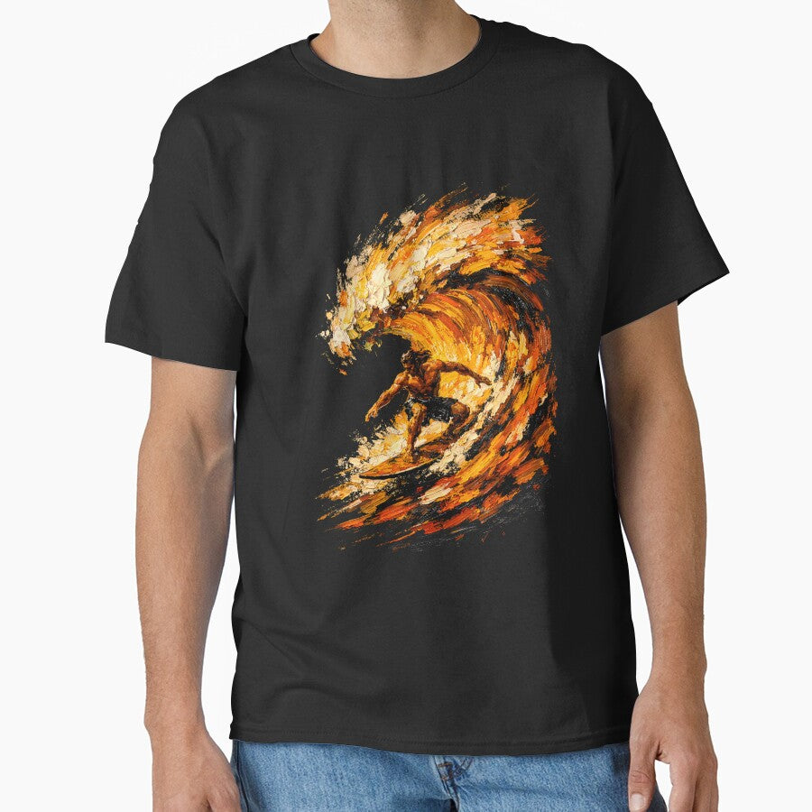 Golden Barrel: Impasto Fire Wave Surfer by WavesStation