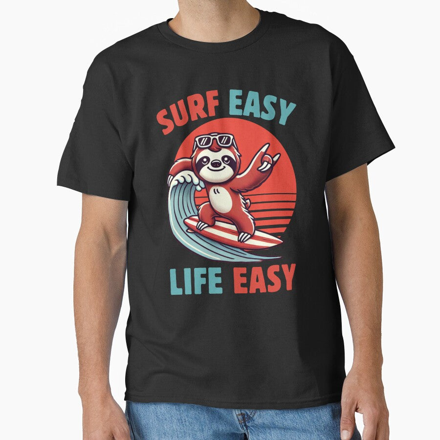 Sloth Surfing – Surf Easy, Live Easy, Cool Sloth Sunglasses Surfing Design by BaliChili