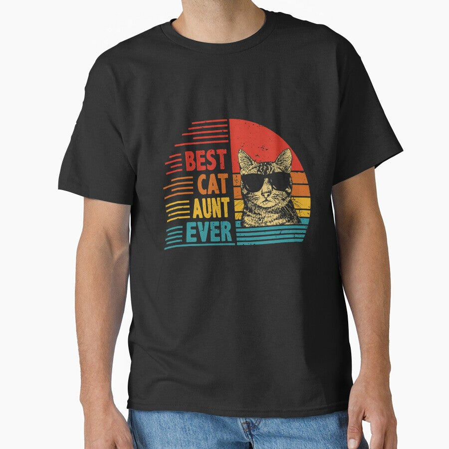 Vintage Retro Best Cat Aunt Ever Funny Cat Lover Mother's Day Gift by EdwinaEmmanoiCo