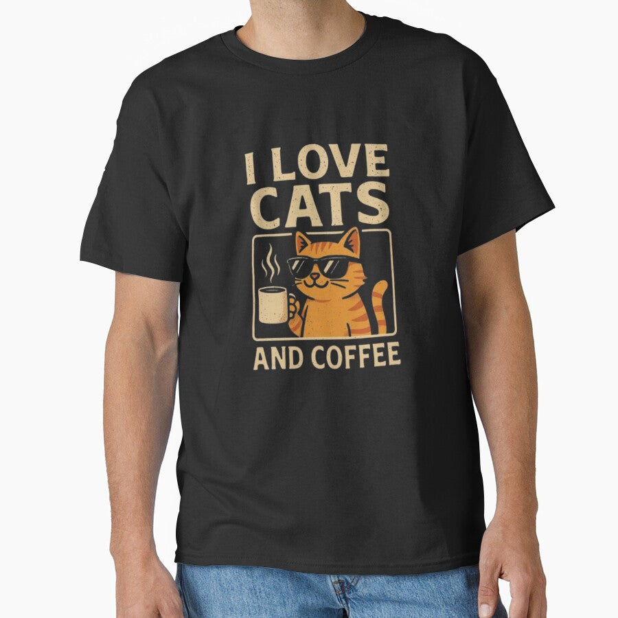 Funny I Love Cats And Coffee Cool Cat With Sunglasses Drinking Morning Coffee Vibes by QuotinTs