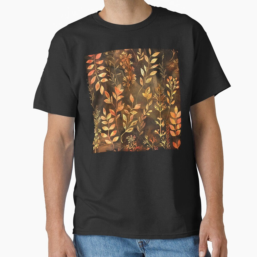 Golden Earth Tones Boho Leaves Designs Digital Art by DEC02